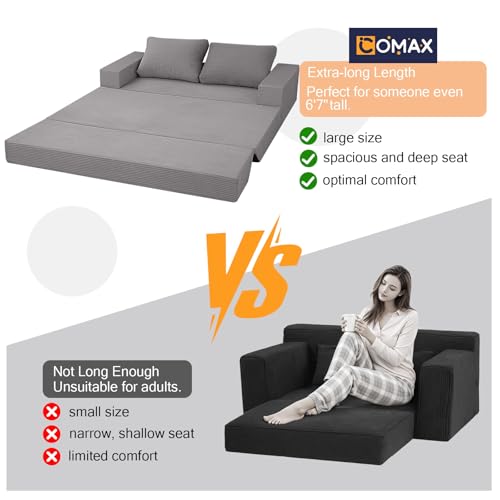 Image of COMAX Convertible Sofa Bed, Futon Sofa Bed, Folding Boneless Couches