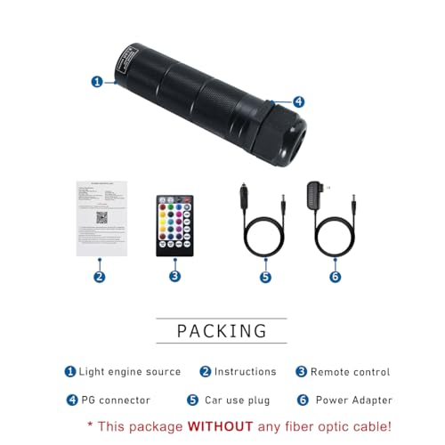 Image of AKEPO 6W Fiber Optic Engine Driver Replacement, RGBW Lamp Beads + Music Activated + APP Control + 28-Key Remote Control for Car Headliner Star Home Star Ceiling Kit