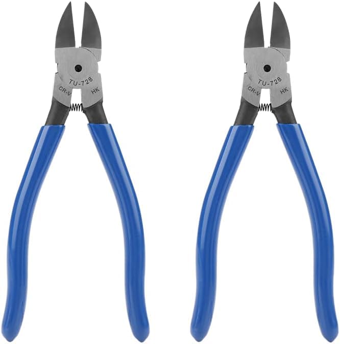 CYTGOUPER 2PCS Blue Diagonal Flush Wire Cutting,7.1 Inch Diagonal Flush Wire Cutters,Portable Side Cutters Dikes Wire Cutters for Clean Cut Various