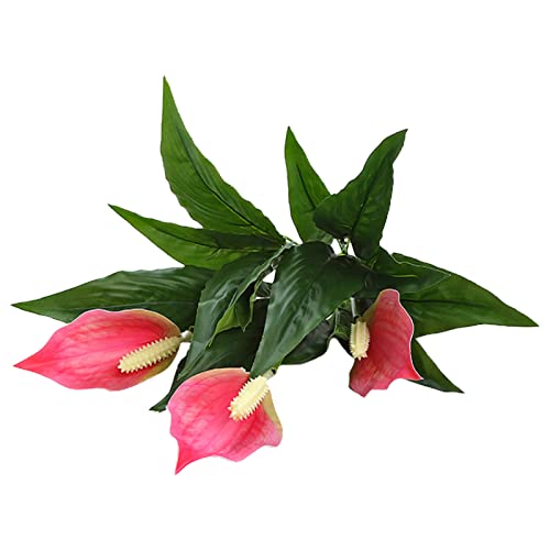 INIFLM 2Pack Anthurium Artificial Flowers Real Touch Fake Bouquets, Realistic Simulation Tropical Evergreen Plant Anthurium Plants,Decorative Silk Flower for Home Floral Arrangements Bouquets