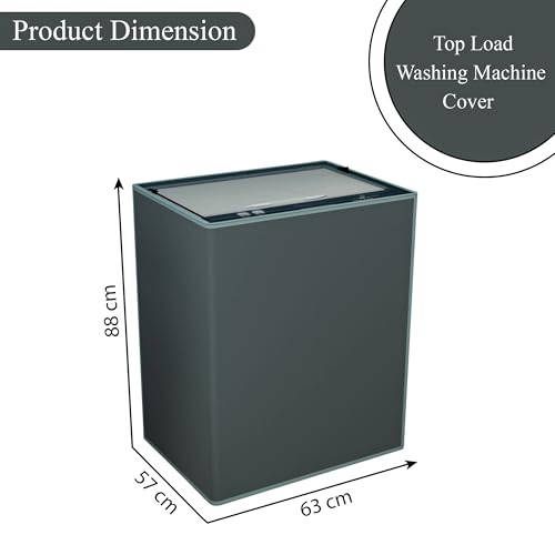 Image of Kuber Industries PVC Fully Automatic Top Load Washing Machine Cover (7 kg, 7.5 kg, 8 kg & 8.5 Kg) Waterproof and Dustproof Washing Machine Top Cover | Plain - Grey