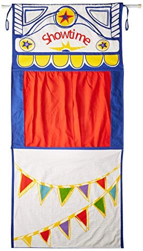 Doorway Puppet Theater with Adjustable Rod, Tie-Back Curtains - Over 6 feet Tall, 100% Cotton