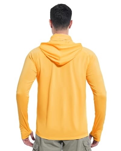 Image of isnowood Sun Shirt UPF 50+ Men's Fishing Long Sleeve UV Protection Hoodie Hiking Rash Guard Swimming Running