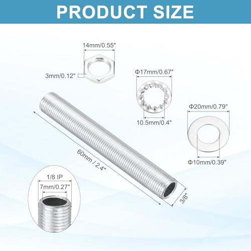 Image of MECCANIXITY 70Pcs 2.4 inch Lamp Pipe Kit with Nuts Washers 1 /8IP Thread Fasteners Assortment for Chandelier Ceiling Light Repair Assembly DIY Hardware