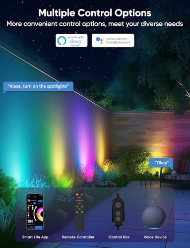 Image of APPECK Outdoor Spot Light 600lm, Smart Landscape Lighting Kit 2 Pack, RGBCW Color Changing Low Voltage Landscape Lights, IP65 Waterproof, App /Voice /Remote Control, for Garden Pathway Yard Decor