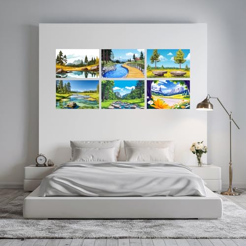 Image of SiddArtify Nature Wall Art Poster Print Set - Landscape Scenery Decor for Living Room Bedroom Office - 12x18 inch Sticker Pack of 6