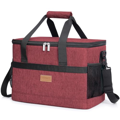 Lifewit Nevera Portatil 20L, Bolso Neveras Isotermica para Hombre, Grande Bolsas Termica porta Alimentos, Cooler Bag Tela Plegable para Playa, Camping, Viaje, Trabajo, Picnic, Rojo Vino