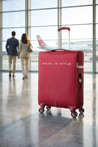 Image of Skybags Polyester Softsided Stylish Luggage Trolley with 4 Spinner Wheels and 5 Years International Warranty (Carmine Red, 81)