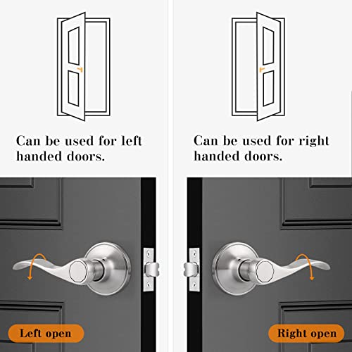 Probrico Satin Nickel Passage Door Levers, Wave Style Handles Keyless Interior Leversets For Hallway And Closet, 6 Pack #TOP1