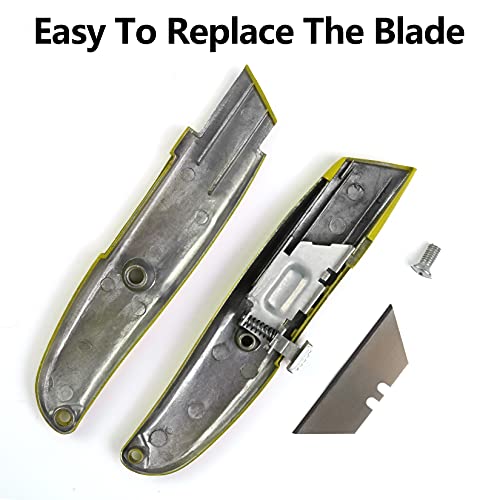 Image of DIYSELF 2 Pack Retractable Box Cutters, Ergonomic Grip Utility Knife | Retractable Box Cutter Knife for Boxes, Tape, Rope and Craft, Durable PVC Pipe Cutter for Office, Garage and Warehouse