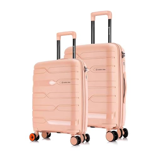 Image of Nasher Miles Paris Hard-Sided Polypropylene Luggage Set of 2 | 55cm & 65cm | 8 Wheels Small & Medium Trolley Bag for Travel | Suitcase (Peach)