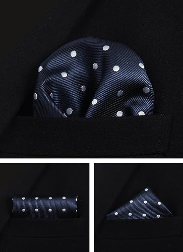 Image of Striped Plaid Polka Dot Mens Tie Formal Necktie Pocket Squares Ties Clips Cufflinks Classic for Men Set