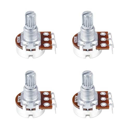 Image of Banworks Metric M8 Thread A250K+B250K Mini Electric Guitars Pots 2A2B Aluminum 18-Spline Split Short Shaft (15mm Length) Audio & Linear Taper Potentiometers for Squier /Epiphone /Ibanez /ESP JT /XNQ-02