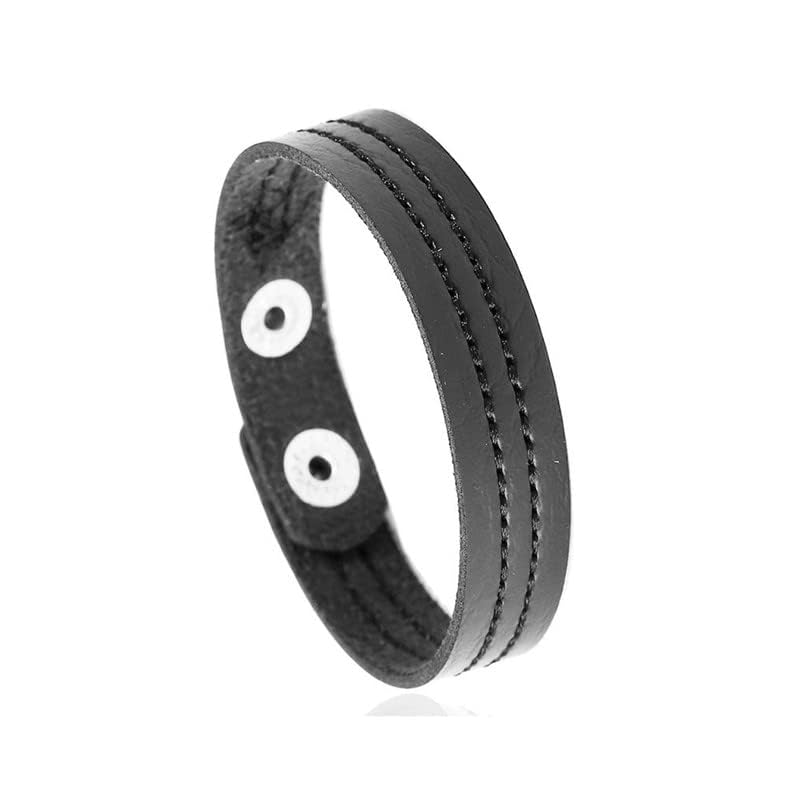 Fashion Simple Sewing Thread Pattern Leather Cuff Bracelet2