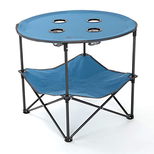 ARROWHEAD OUTDOOR Heavy-Duty Portable Folding Table, 4 Cup Holders, No Sag Surface, Compact