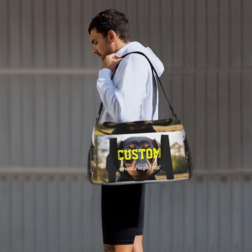 Custom Photo Big Sports Duffle Bag Customization Travel Gym Bag with Name Text Customize Personalized Weekender Workout Bag for Men Women4