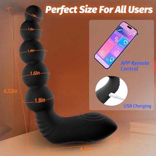 Image of Anal Sex Toy Prostate Massager Vibrator with Adjustable Bendable,for Men P Spot Vibrator Dildos with 9 Tapping 9 Vibrating Modes, App Remote Control Butt Plug Stimulator for Men Women Couples