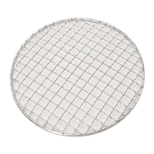 Parrilla redonda de acero inoxidable para barbacoa, malla portátil para camping, parrilla de barbacoa, para picnic al aire libre, con cara de pulido de espejo (20 cm)