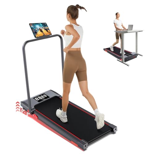 Joxir Walking Pad Treadmill with Incline and Handle Bar, 7.5MPH Under Desk Treadmill for Home Office, 360 Lbs Capacity Portable Treadmills with Remote Control, Led Display