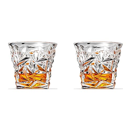 SkySnow Whiskyglas Kristallglas für Cocktail Rum Wodka Scotch Gin Cognac Wasser, 2er Set Whiskygläser 300ml, Individuelle Geschenkidee für wahre Geniesser Cover