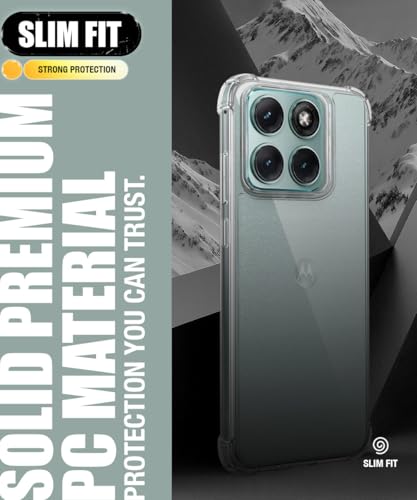 Image of WOW IMAGINE Ultra-Hybrid Crystal Clear Back Case for Motorola Moto Edge 70 Fusion 5G | Shockproof Design | Camera Protection Bump | Hard Mobile Back Cover with Cushioned Edges - Transparent