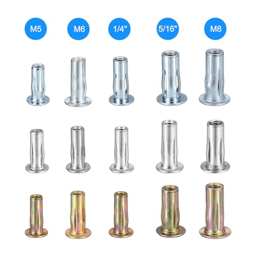 Awclub AW2024050803 M8 Multi-Grip Rivet Nuts, 6Pcs Pre-Bulbed Shank Flat Head Threaded Insert Nut 304 Stainless Steel Plus Nuts Construction Fasteners thumb #3