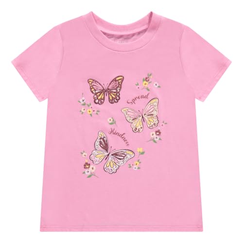 Image of BTween Girls 4 Piece Tops Fashionable Short Sleeve T-Shirt Casual Daily Shirt for Kids Assorted Colors
