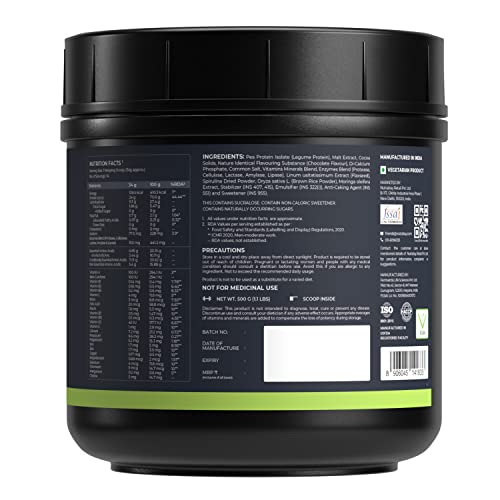 Image of Nutrabay Wellness Vegan Plant Protein Powder + Superfoods 24g Protein per Serving - Complete Amino Acid, Pea & Brown Rice, Sugarfree - 500g, Rich Chocolate | 100% Authentic Clean Protein