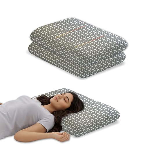 Image of Cervical Support Pillow Set of 2, Grey Memory Foam Ergonomic Contour for Neck Relief, Breathable Jacquard Cover, Orthopedic Bedding for Better Sleep,50x30x6 cm