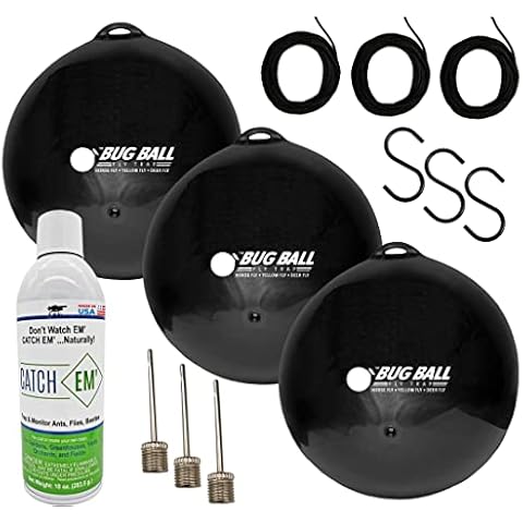 Bug Ball 3 Pack Deluxe Kit Complete- Odorless Eco-Friendly Biting Fly and Insect Killer with NO Pesticides or Electricity Needed, Kid and Pet Safe Cover