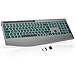 OMOTON Kabellose AZERTY-Tastatur, Französisch, 2,4 G, ergonomische Tastatur, wiederaufladbar, mit Handgelenkauflage, leise, Hintergrundbeleuchtung, kompatibel mit Windows/Linux-PC, ideal für Büro