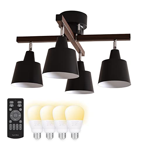 トヨスター TP-277 リモコン付きシーリングライト+LED電球4個 電球セット】 4灯シーリングライト ストレートタイプ PCL-SW401-DH