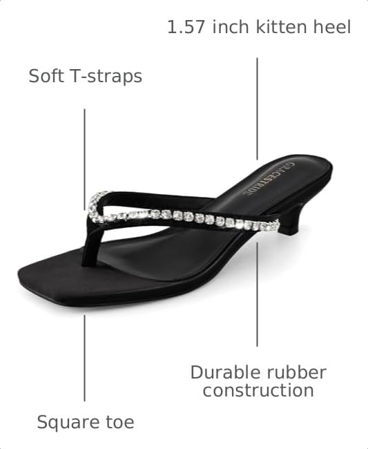 Image of Women's Flip-Flops Kitten Heels Thong Sandals For Women Square Toe Slip On Fashion Summer Dress Sandals