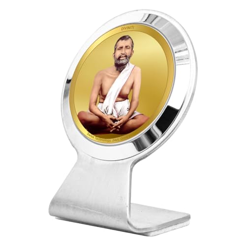 Image of Diviniti 24K Gold Plated Shri Ramakrishna Paramahansa Car Dashboard Idol Frame | Premium Spiritual Car Accessory for Divine Blessings & Positivity | Luxury Devotional Gift for Car, Office & Home | 6X4
