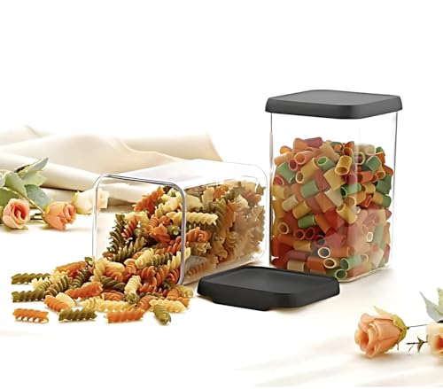 Image of Kitchen Storage Containers Set of 6 | Airtight BPA Free Food Storage Containers with Lids | Transparent Pantry Organizer for Rice, Dal, Flour, Sugar, Cereals & Grocery Storage (set of 6, 1100ML)
