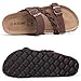 KIDMI Women's Cork Footbed Sandals with Arch Support Comfortable Slip-On Slide Sandals With Adjustable Buckle for Summer, Brown 39