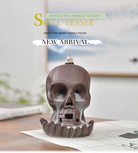 Backflow Incense Burner Porcelain Skull Incense Holder Home Decor With Incense Cone Sticks Holder Backflow Incense Cones Incense Sticks Mat Tweezer Gift Sets #TOP1
