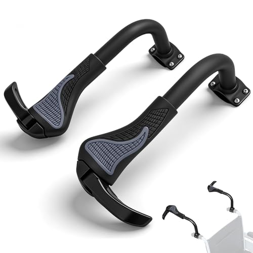 YIBEICO Wheelchair Handle Extenders High-Strength Anti-Slip Soft Rubber Grip Hand Grip Extensions for Wheelchair Reduces Back Strain for Caregivers 1 Pair (Black)