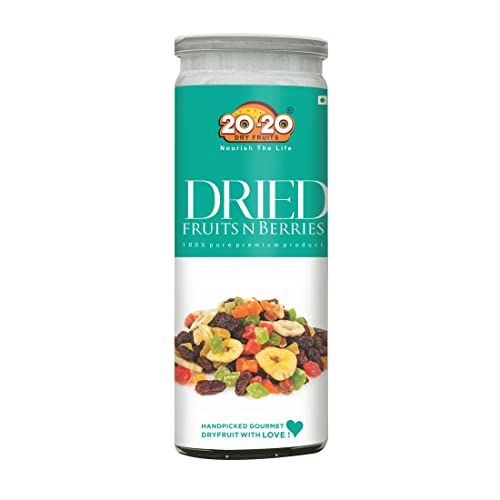 Image of 20-20 Dry Fruits Dehydrated Fruits N Berries - Cranberries, Strawberry, Kiwi, Mango, Papaya - Nutritious Snack for Kids and Adults - 200 g