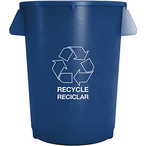 Image of SPARTA Bronco Waste Container Recycle Container, Round Trash Bin for Disposal, 32 Gallons, Blue (Pack of 2)