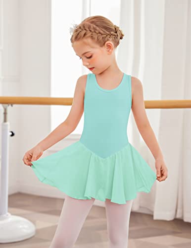 Image of Arshiner Kid Girls Hollow Back Ballet Leotard with Skirt Sleeveless Dance Dresses