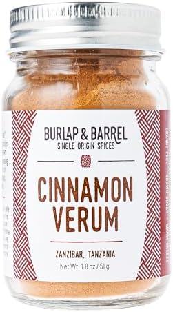 Burlap & Barrel Cinnamon Verum - Ground Ceylon Cinnamon Powder with Pine, Citrus Peel, and Sea Salt Notes - As Seen On Shark Tank - 1.8oz Glass Jar