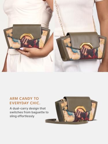 Image of ZOUK Women's Zareen Clutch Bag with Detachable Sling Strap | Vegan Leather | Wedding, Party, Formal