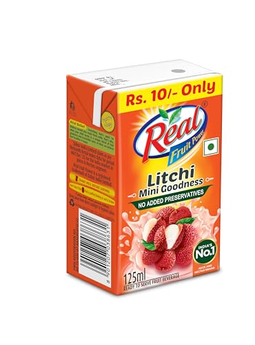 Image of Real Litchi Juice- 135ml x 10 | Rich In Vitamin C | No Added Preservatives, Artificial Color & Flavour | Goodness of Best Fruit | Tasty, Refreshing & Energising Drink