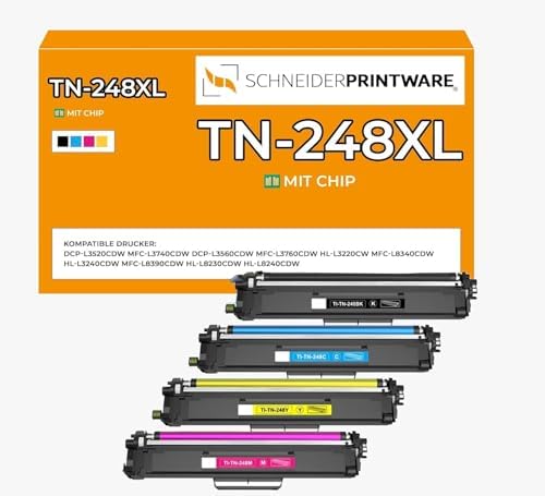 ABC Tonerkartusche, (Set 4x Toner für Brother TN248XL HL-L3220cw HL