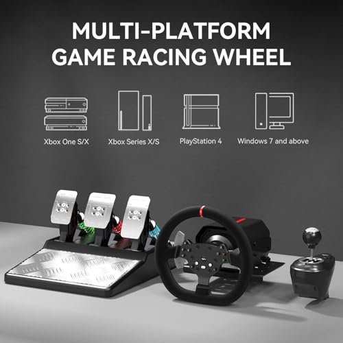 Image of PXN V10 Force Feedback Steering Wheel Detachable Racing Wheel 270 /900 Degree Race Steering Wheel with 3-Pedals and Shifter Bundle for PC, PS5,PS4,Xbox One, Xbox Series X /S