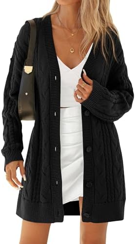 BTFBM Cable Knit Oversized Cardigan Sweaters for Women Trendy 2025 Fall Button Up Long Sleeve Winter Coat Cardigans