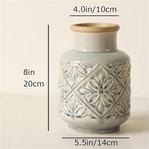 Vase rétro à glaçure craquelée et gaufrée pour décoration de maison - 6