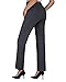 keriffe High Waist Stretchy Womens Dress Pants with Pockets Straight Leg Business Casual Work Trousers Office Slacks Dark Grey