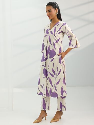 Image of Libas Womens Printed Cotton Straight Kurta With Trousers | daily wear suit